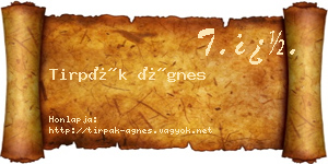 Tirpák Ágnes névjegykártya